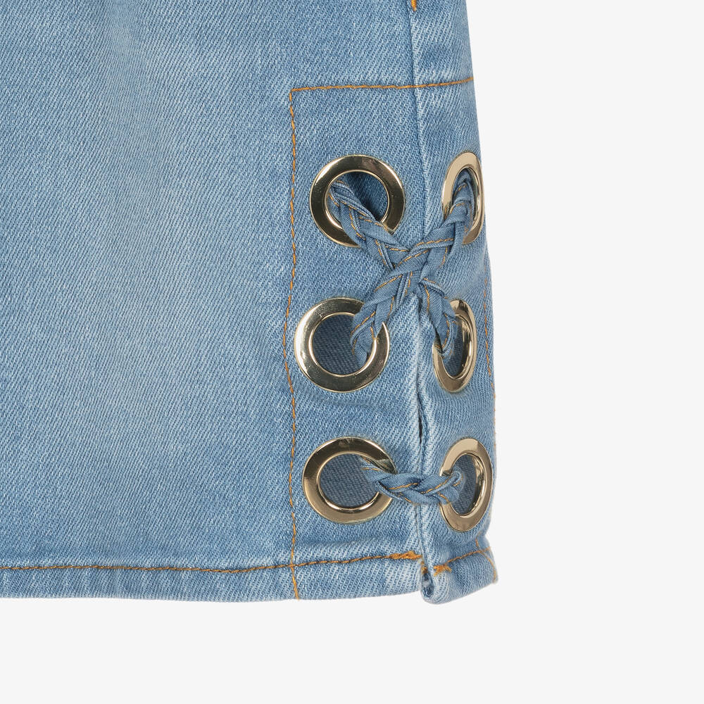 Chloé - Teen Girls Blue Denim Eyelet Skirt | Childrensalon