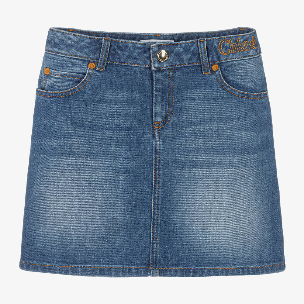 Chloé - Teen Girls Blue Denim Mini Skirt | Childrensalon