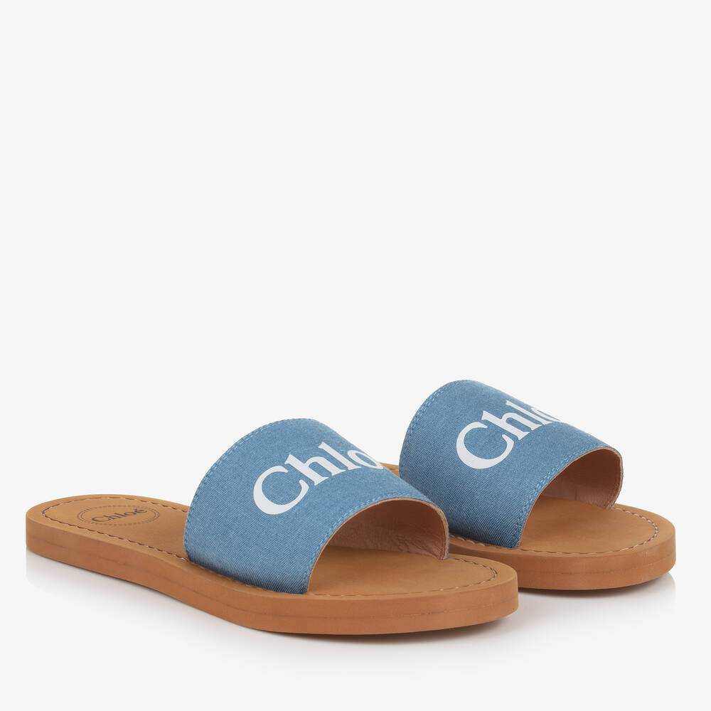 Teen Girls Blue Denim Sliders