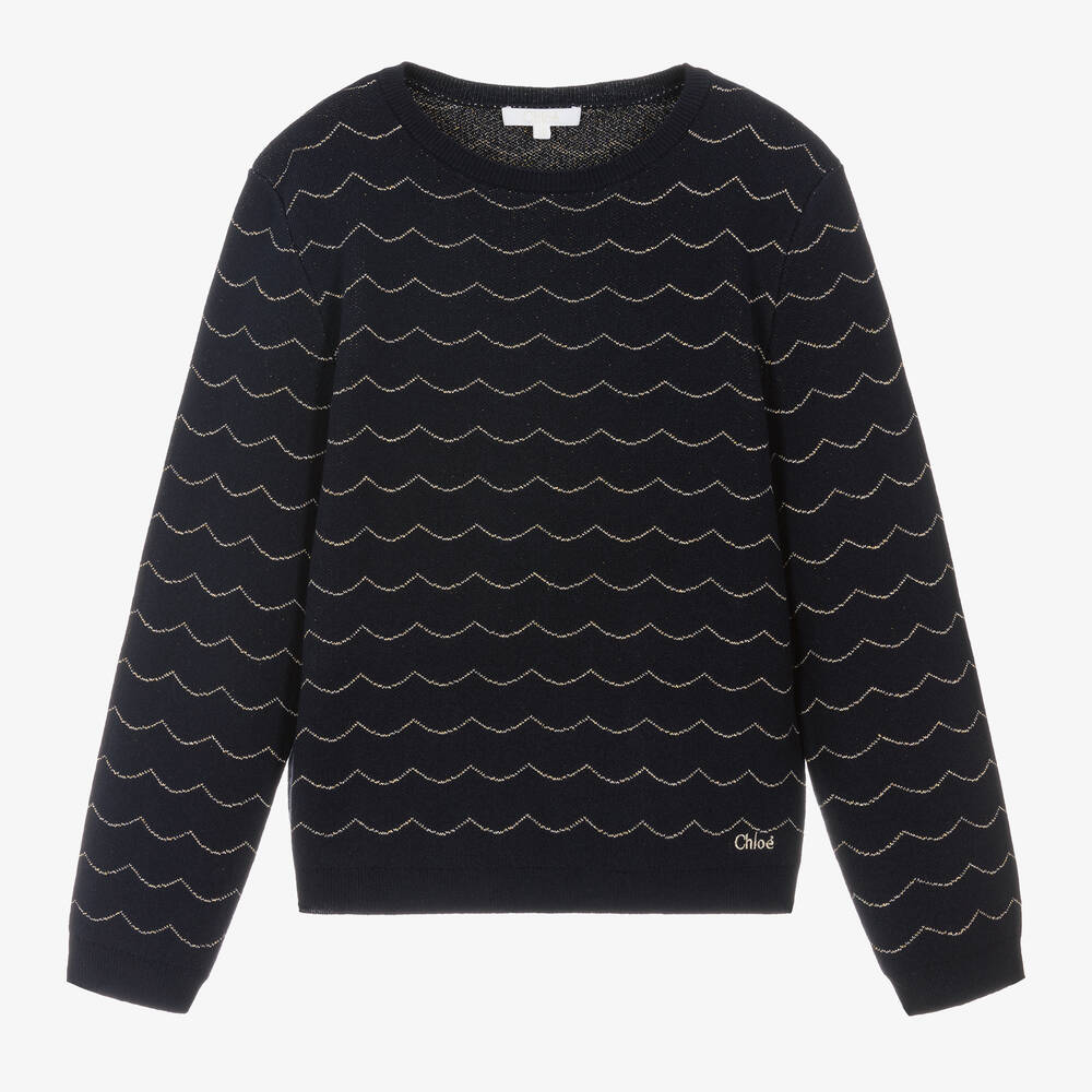Chloé-Teen Girls Blue & Gold Sweater | Childrensalon Outlet