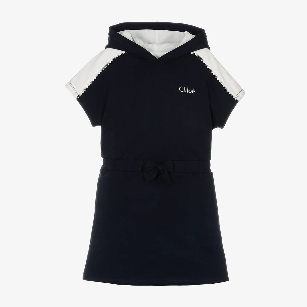 Chloé - Blaues Teen Kapuzen-Sweatshirtkleid | Childrensalon