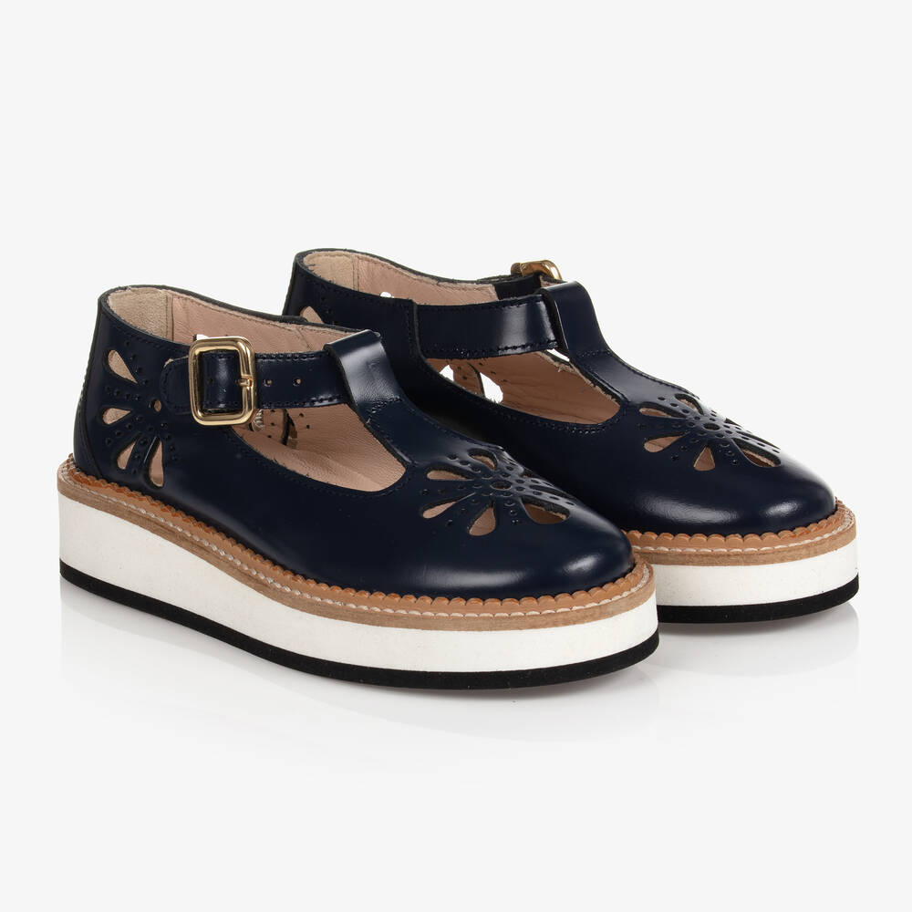 Chloé - Chaussures bleues en cuir Ado fille | Childrensalon