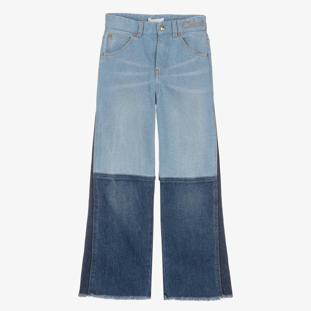 Chloé - Голубые джинсы в стиле пэчворк | Childrensalon