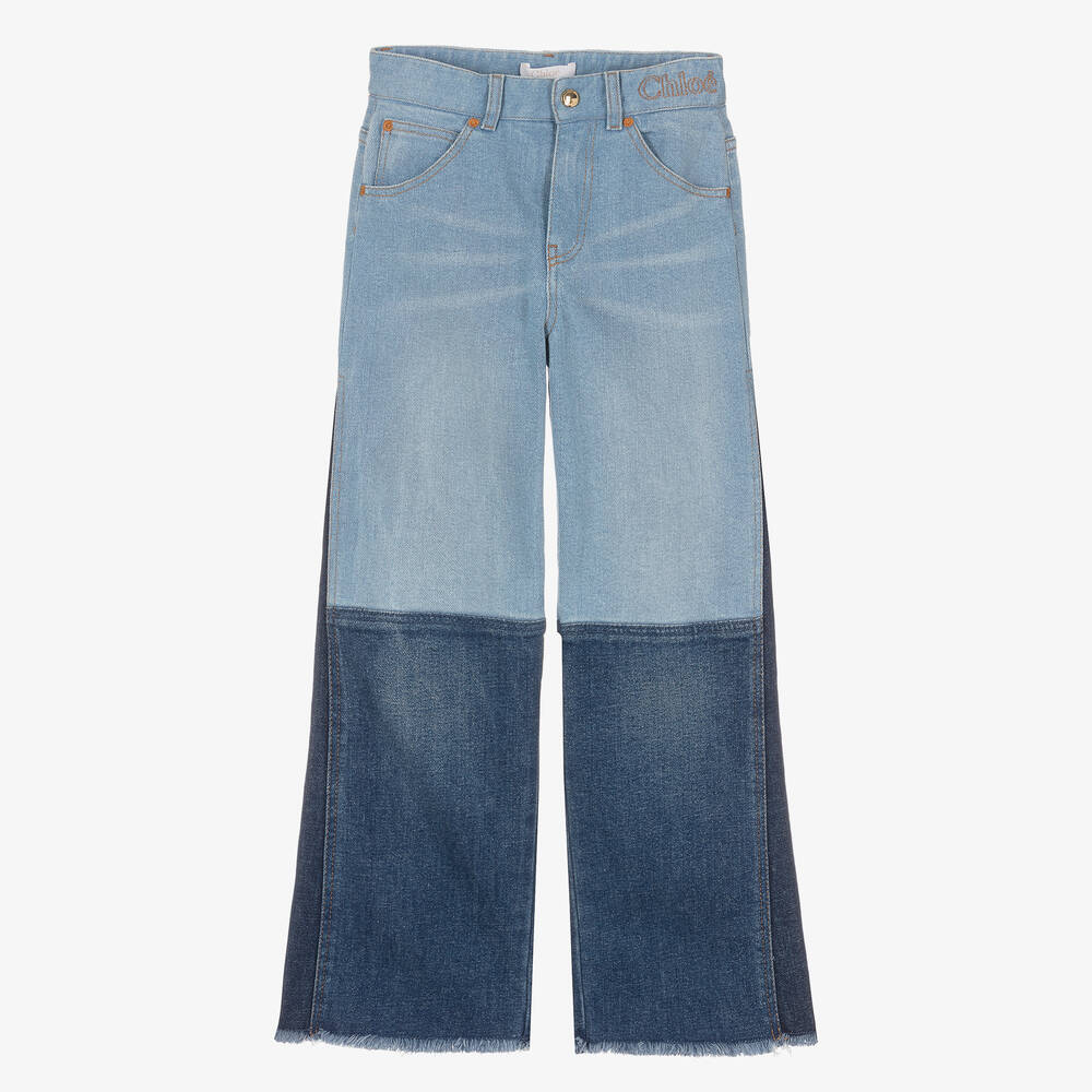 Chloé - Jean patchwork bleu Ado fille | Childrensalon