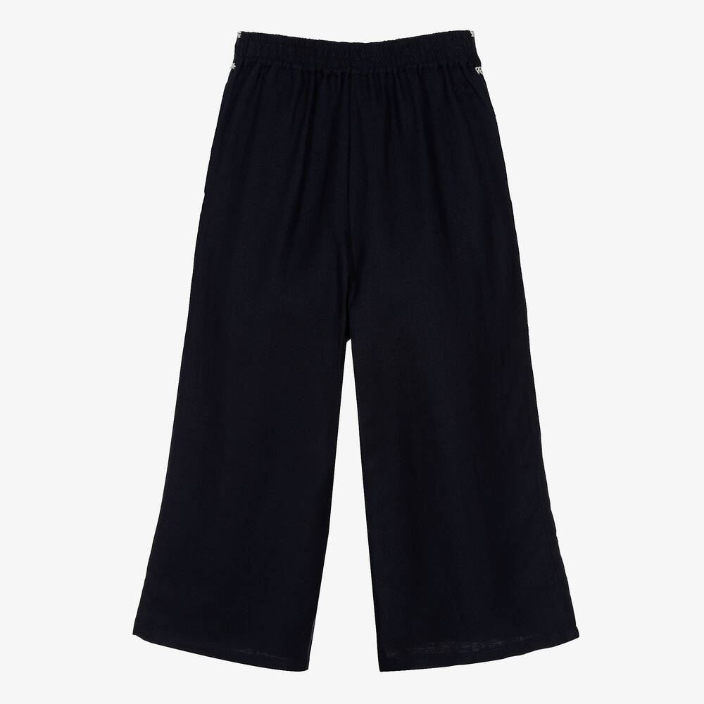 Chloé-Широкие синие брюки из твила | Childrensalon Outlet