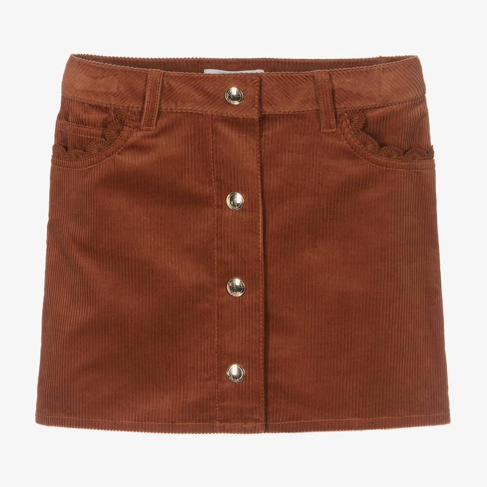 Chloé - Teen Girls Brown Cotton Corduroy Skirt | Childrensalon