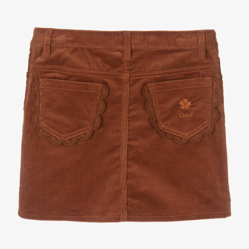 Chloé-Teen Girls Brown Cotton Corduroy Skirt | Childrensalon Outlet