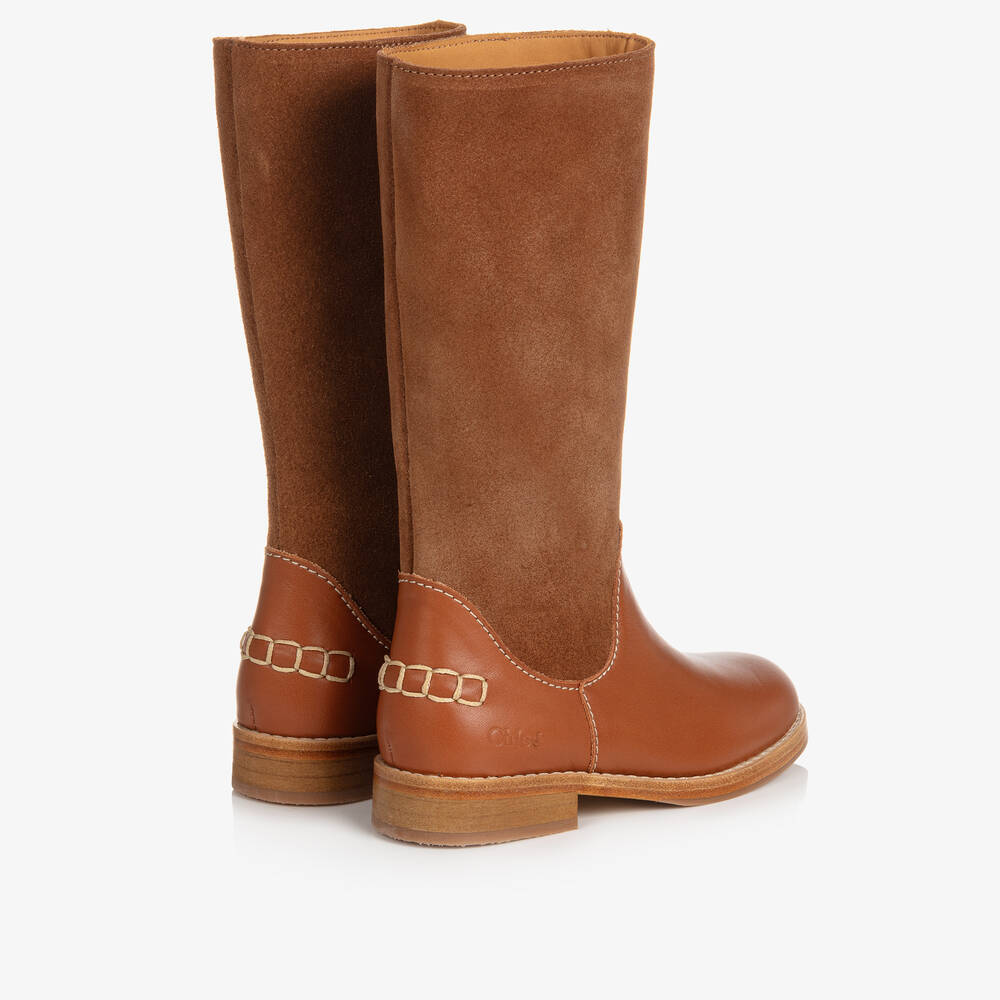 Chloé-Teen Girls Brown Suede & Leather Boots | Childrensalon Outlet