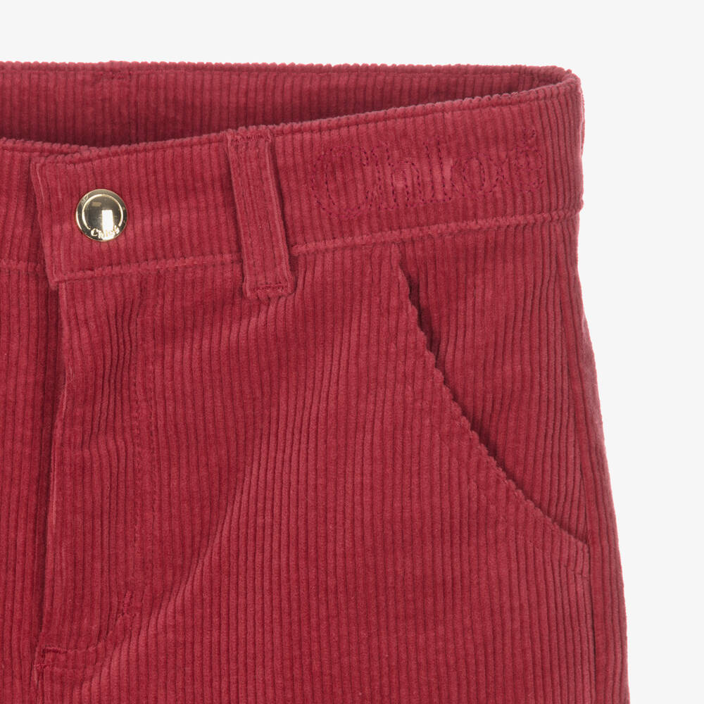 Chloé-بنطلون تينز بناتي قطن عضوي كوردروي لون زهري | Childrensalon Outlet