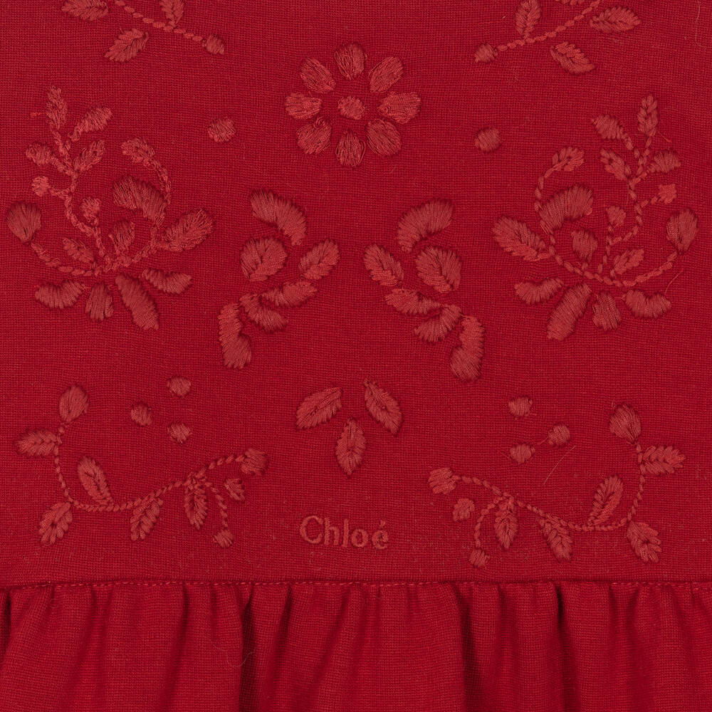 Chloé-Красное платье с вышивкой | Childrensalon Outlet