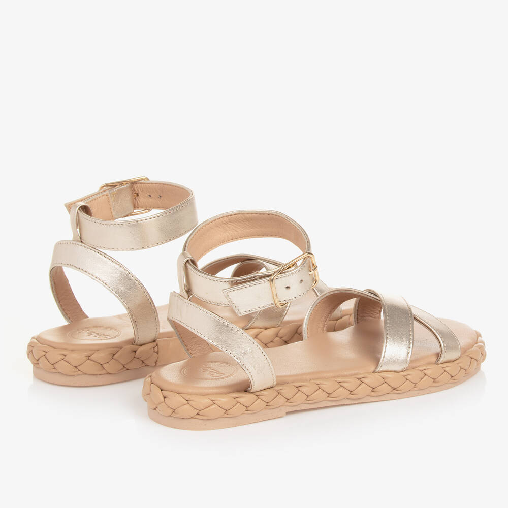 Chloé-Teen Girls Gold Braided Sandals | Childrensalon Outlet