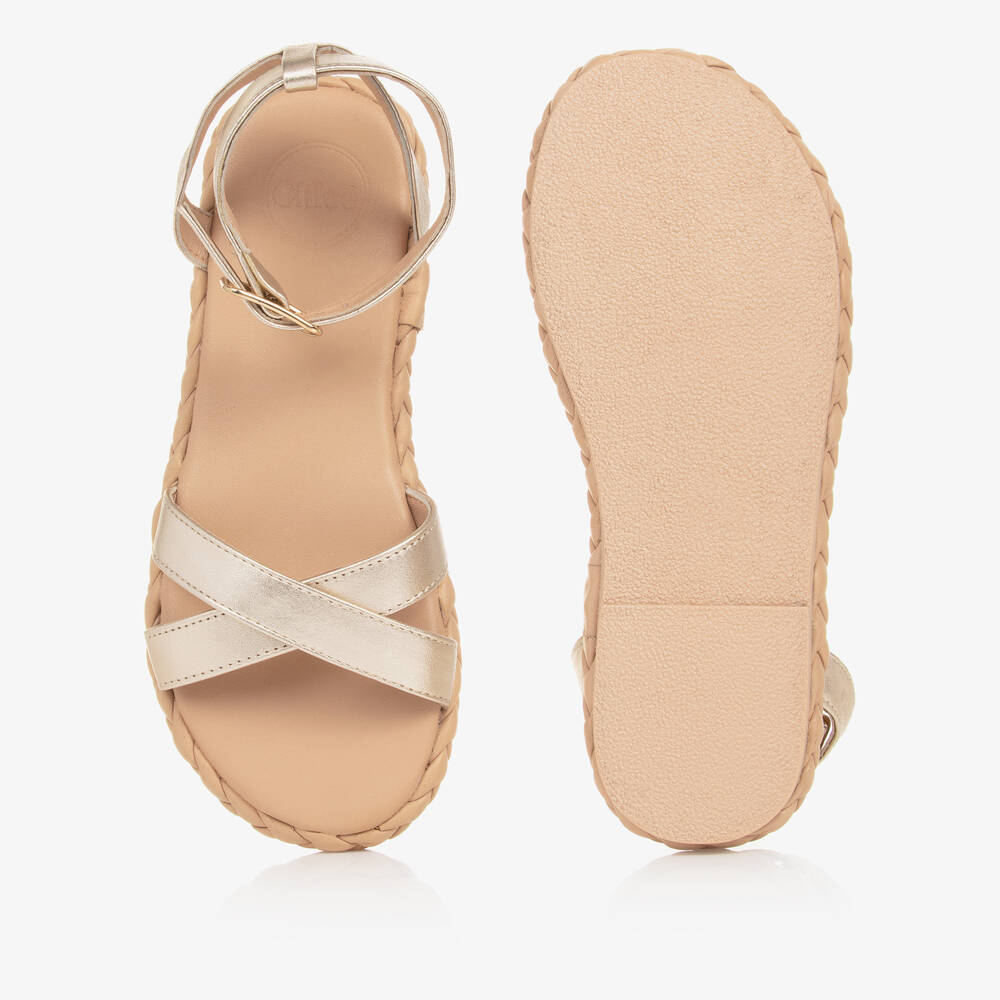 Chloé-Teen Girls Gold Braided Sandals | Childrensalon Outlet