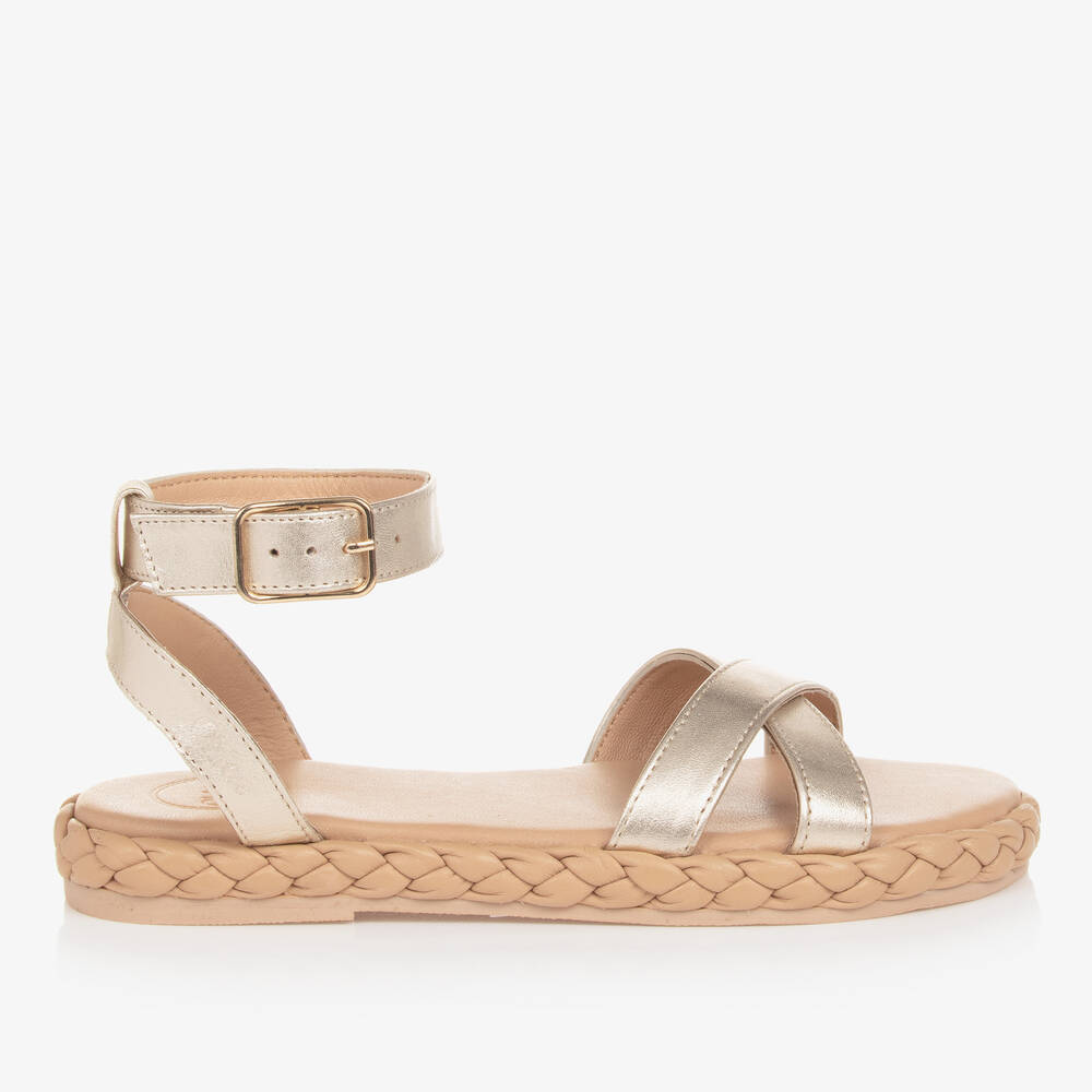 Chloé-Teen Girls Gold Braided Sandals | Childrensalon Outlet
