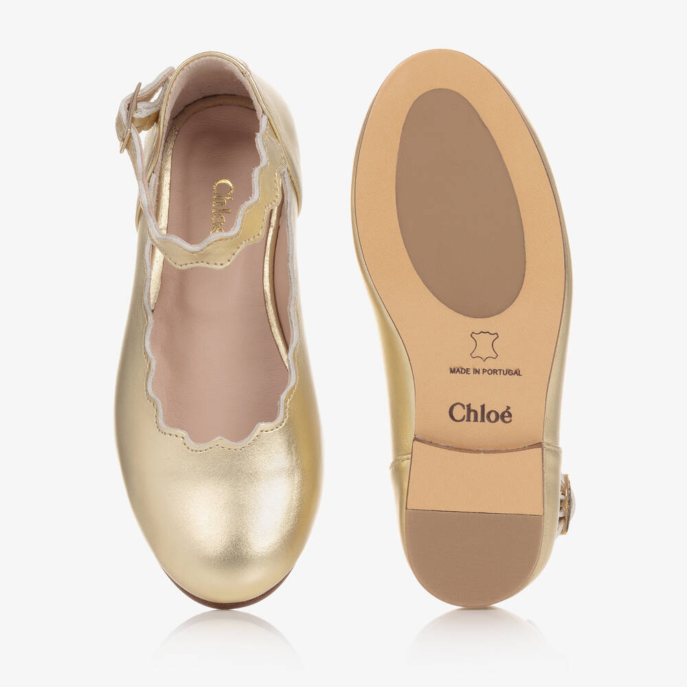 Chlo Chaussures dor es en cuir ado fille Childrensalon Outlet