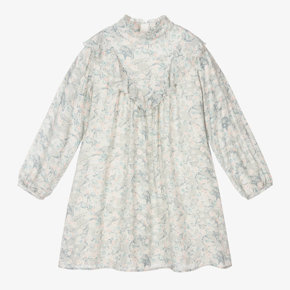 Chloé - Robe grise à fleurs Ado | Childrensalon