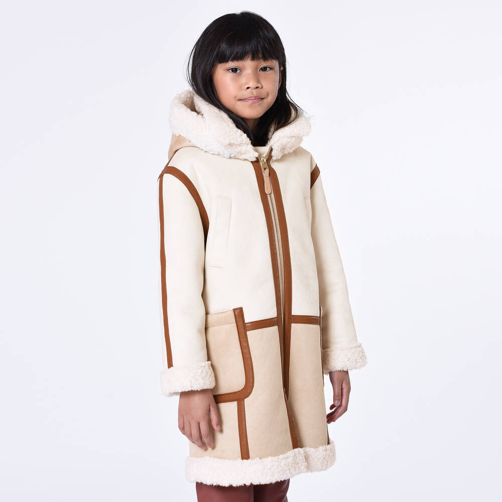 Chloé-Teen Girls Ivory & Beige Suede Coat | Childrensalon Outlet