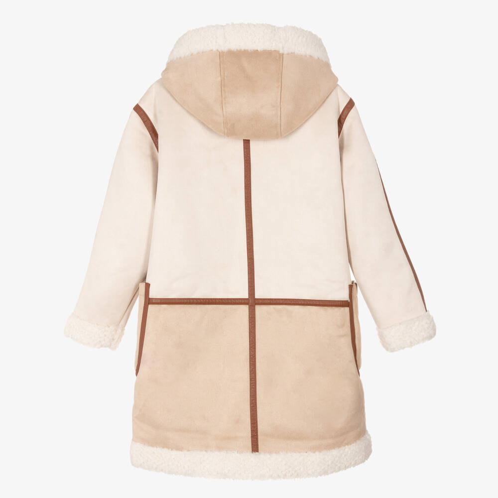 Chloé-Teen Girls Ivory & Beige Suede Coat | Childrensalon Outlet