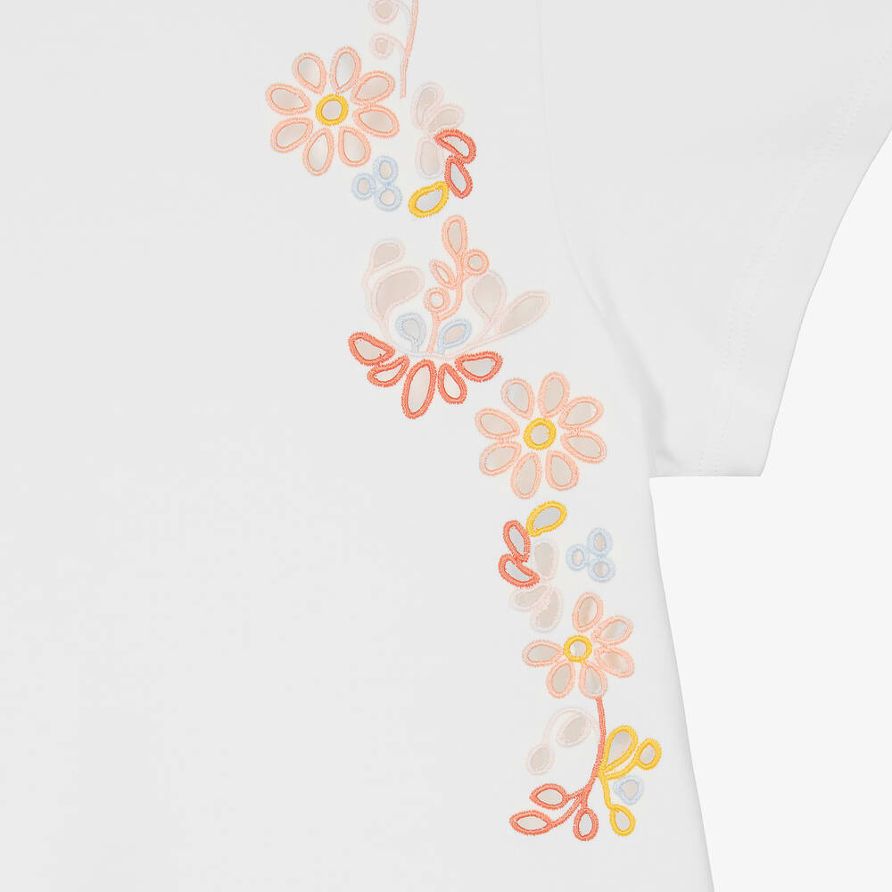 Chloé-Teen Girls Ivory Cotton Floral T-Shirt | Childrensalon Outlet