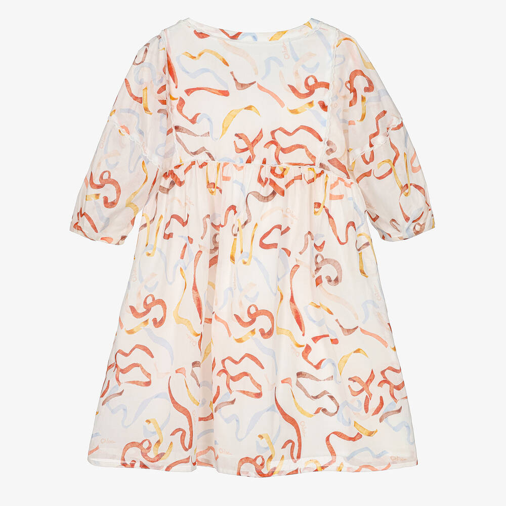 Chloé-Кремовое хлопковое платье с лентой | Childrensalon Outlet