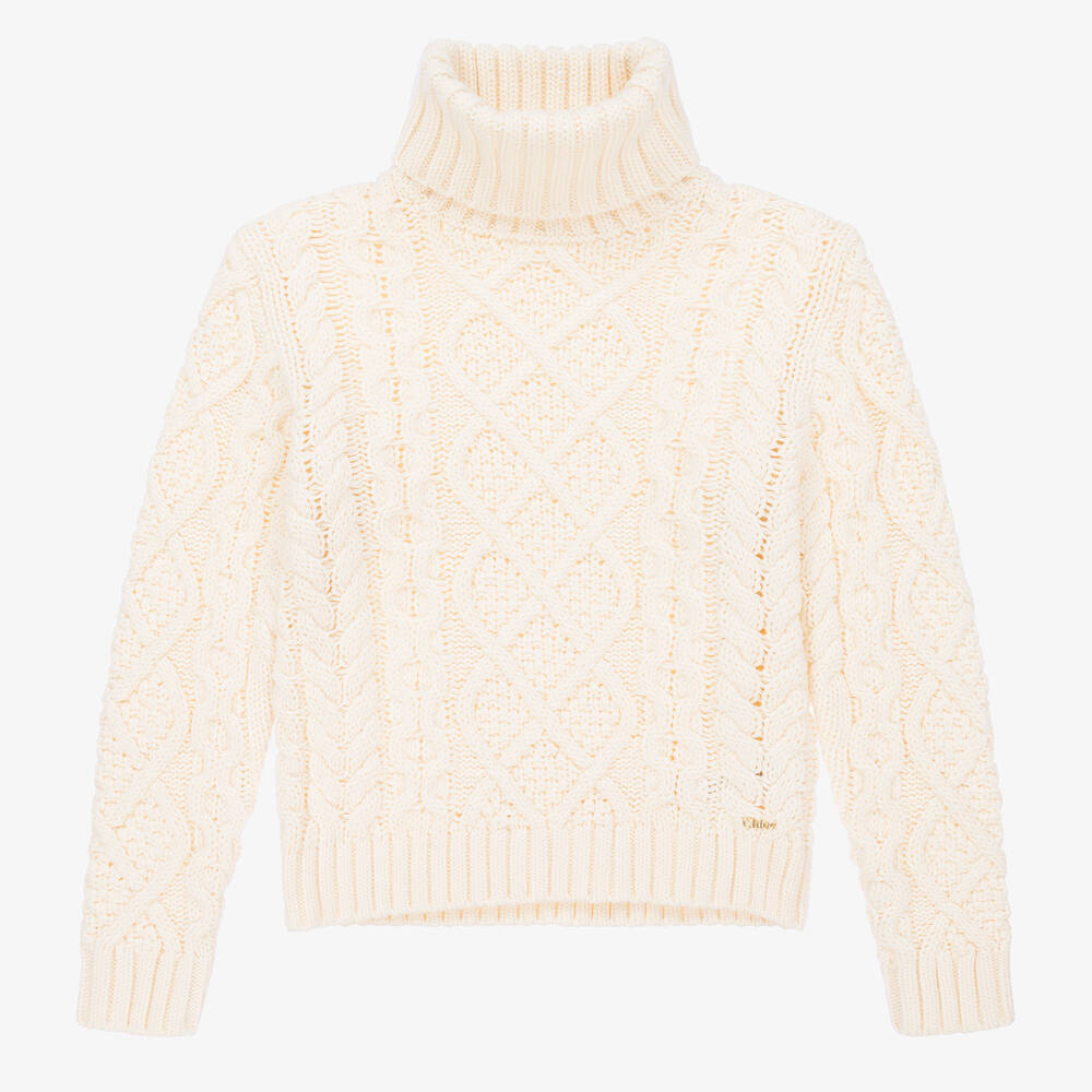 Chloé - Elfenbeinfarbener Teen Baumwollpullover (M) | Childrensalon