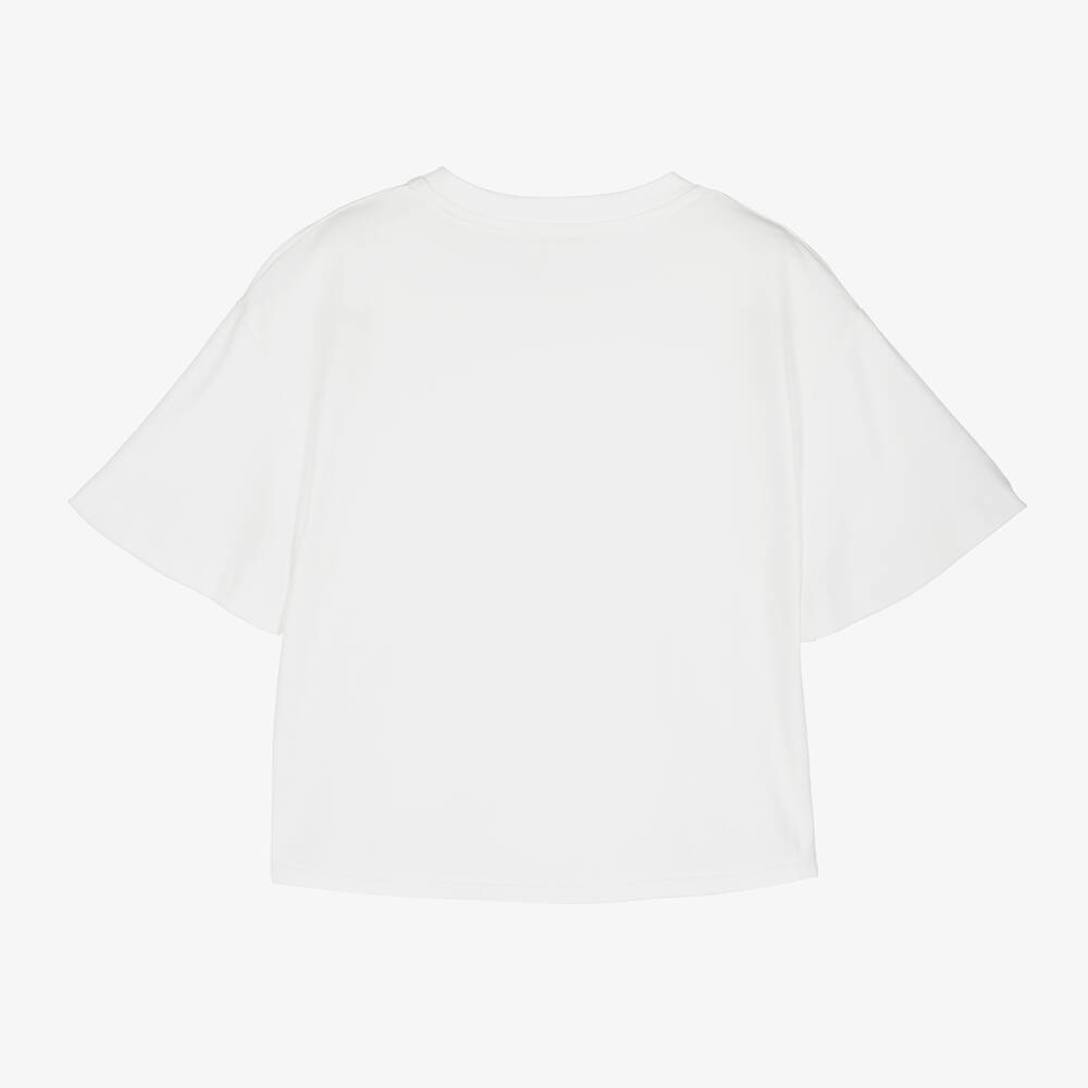 Chloé-تيشيرت تينز بناتي قطن عضوي لون عاجي | Childrensalon Outlet