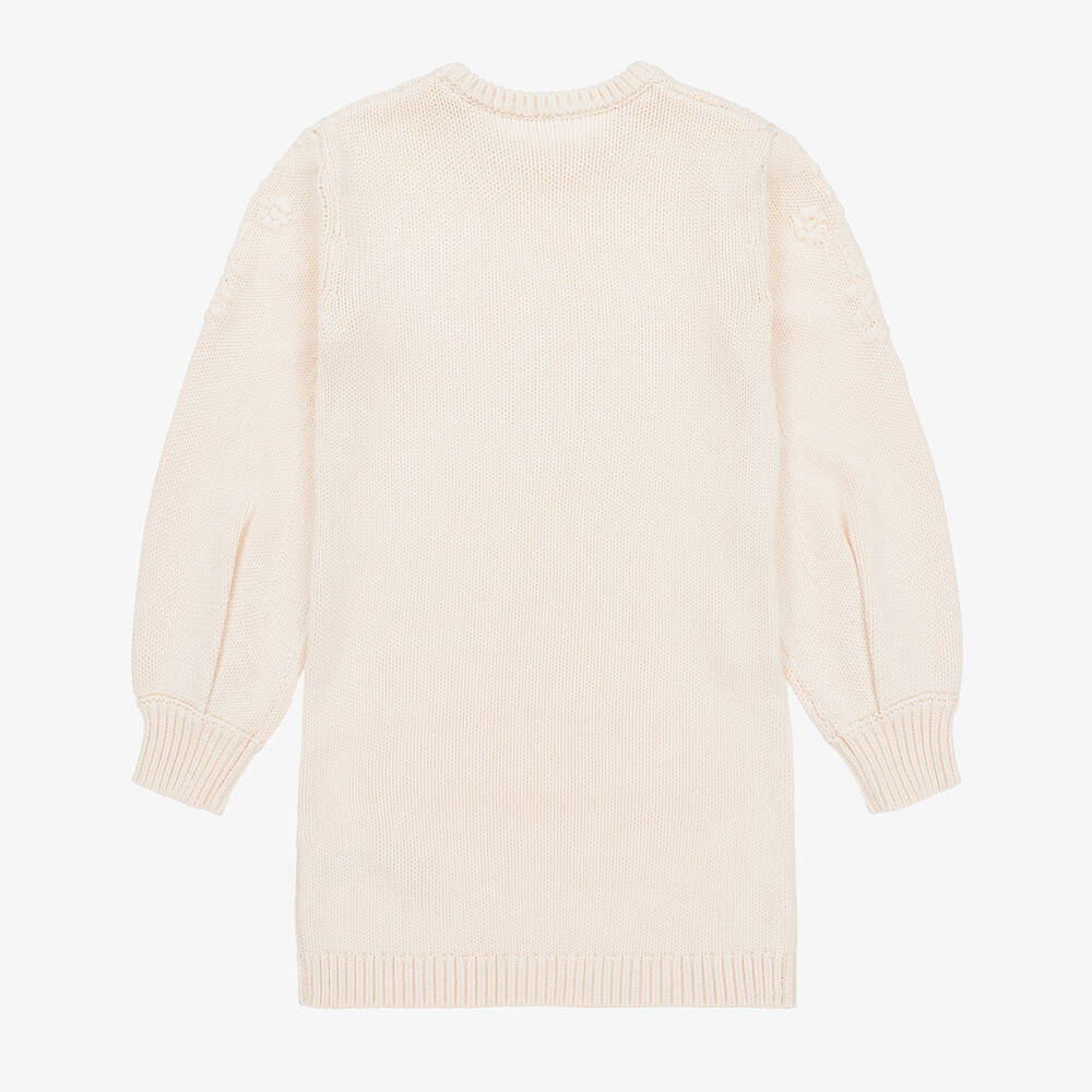 Chloé-Кремовое платье из хлопка и шерсти | Childrensalon Outlet