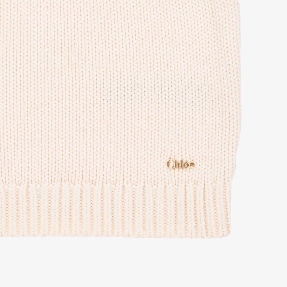 Chloé-Кремовое платье из хлопка и шерсти | Childrensalon Outlet