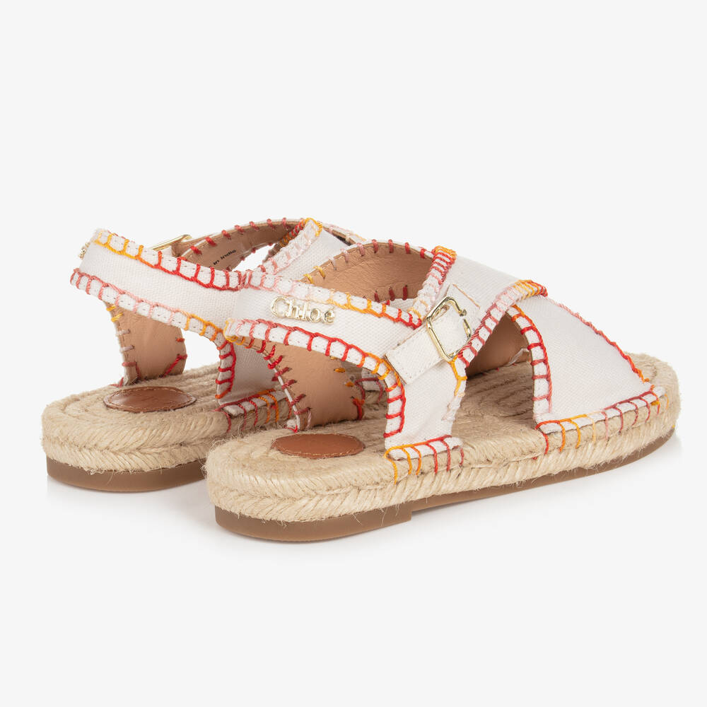 Chloé-Teen Girls Ivory Cross-Over Logo Sandals | Childrensalon Outlet