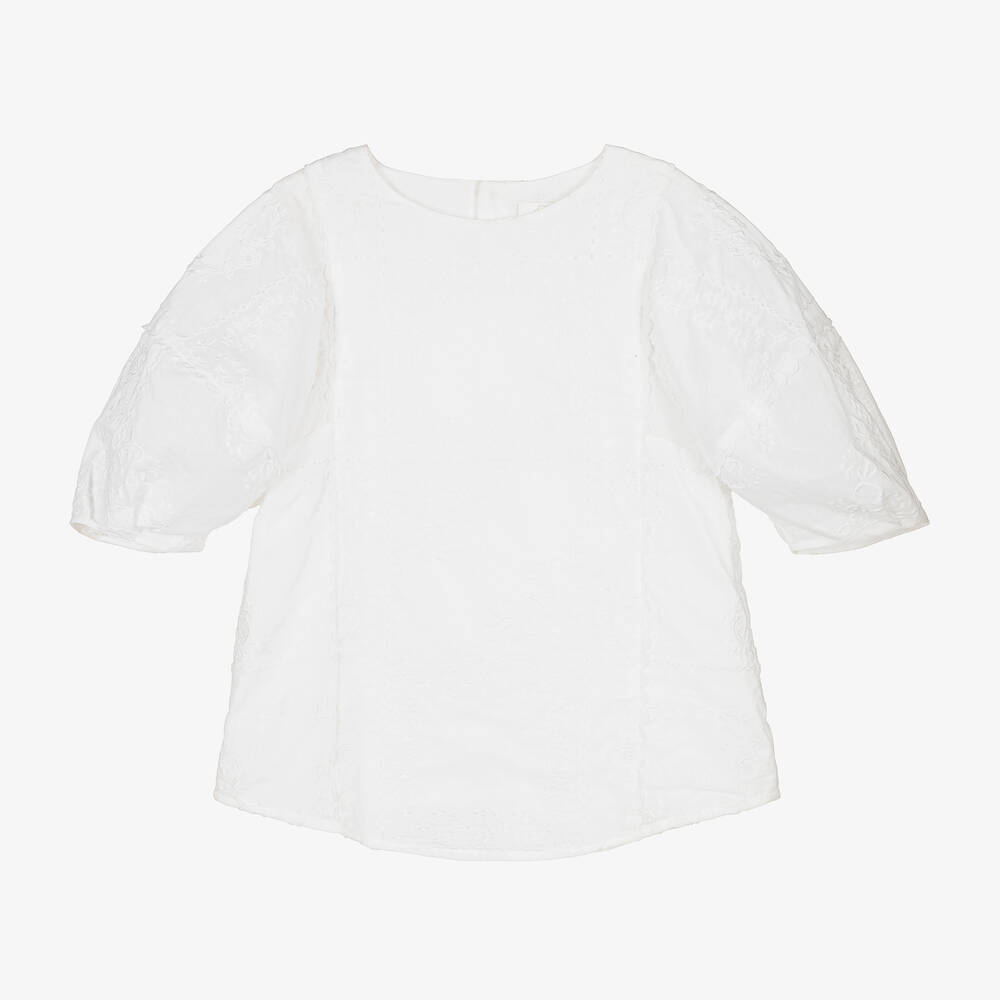 Chloé - Bestickte Teen Bluse in Elfenbein | Childrensalon