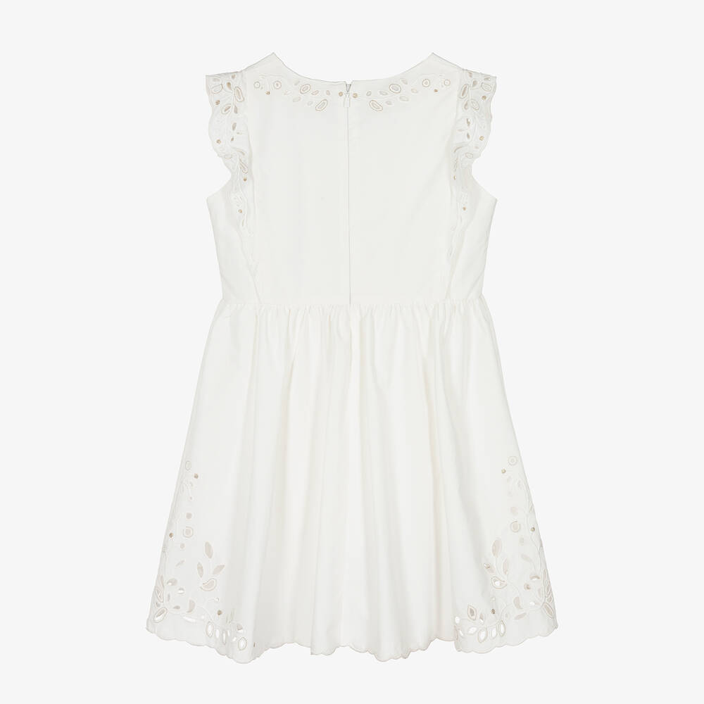 Chloé-Кремовое хлопковое платье с вышивкой | Childrensalon Outlet