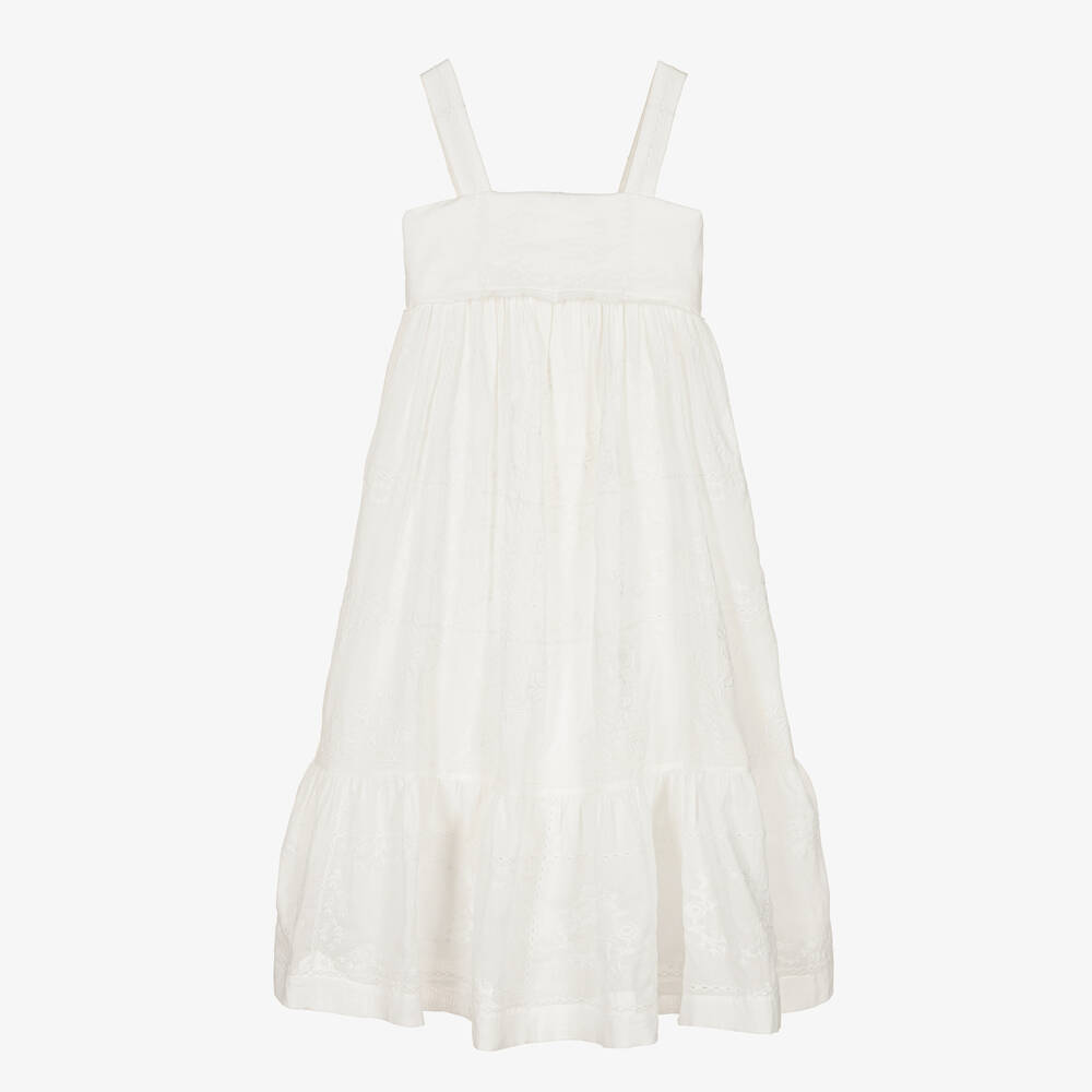 Chloé - Robe ivoire brodée ado fille | Childrensalon