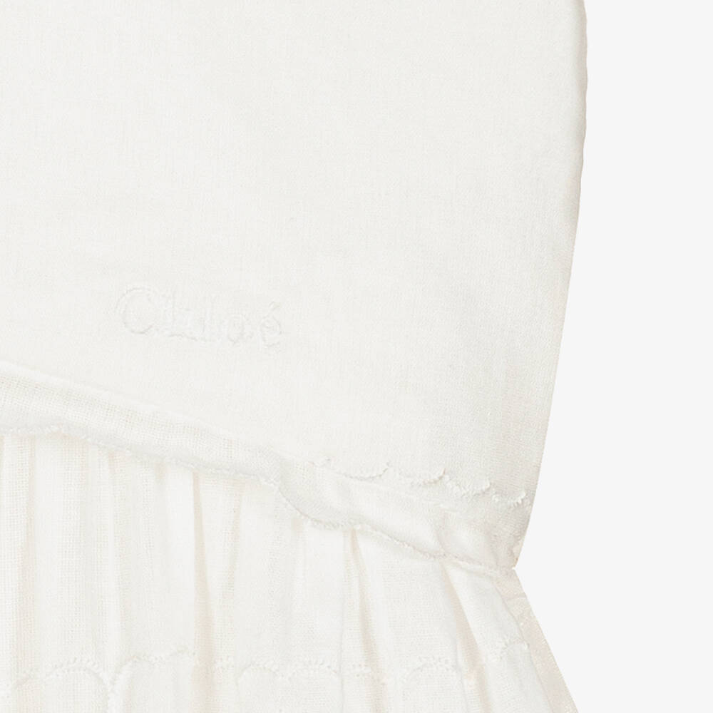 Chloé-Кремовое платье с вышивкой | Childrensalon Outlet