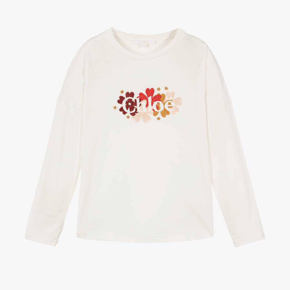 Chloé - Teen Girls Ivory Embroidered Top | Childrensalon
