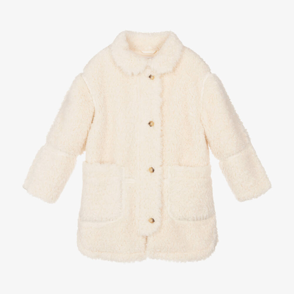 Chloé - Teen Girls Ivory Faux Fur Coat | Childrensalon