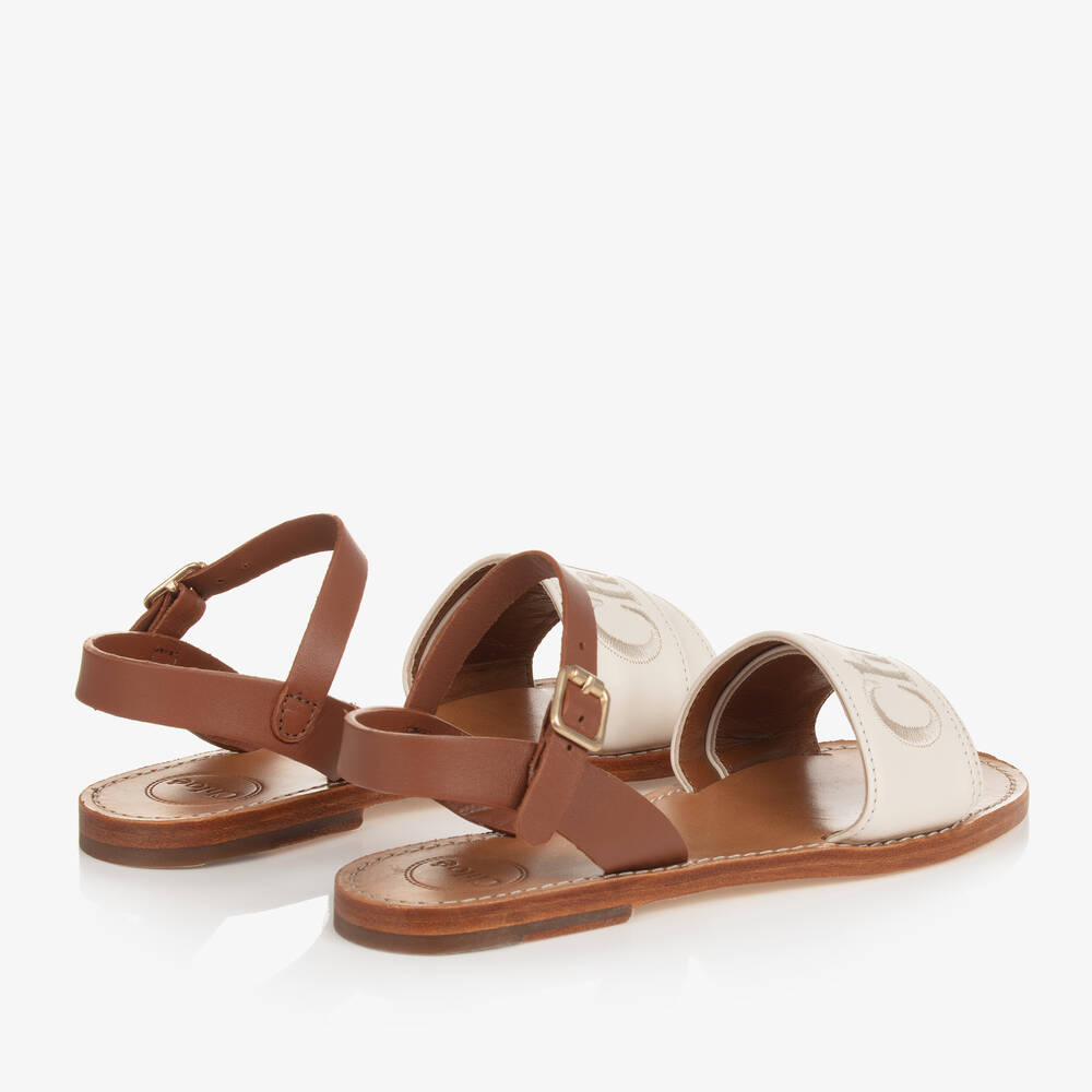 Chloé-Teen Girls Ivory Leather Embroidered Sandals | Childrensalon Outlet