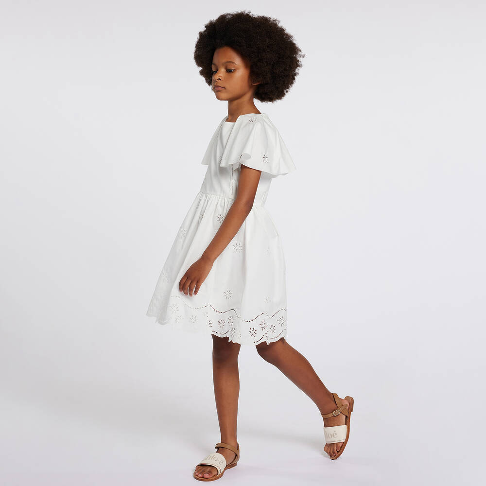 Chloé-Teen Girls Ivory Leather Embroidered Sandals | Childrensalon Outlet