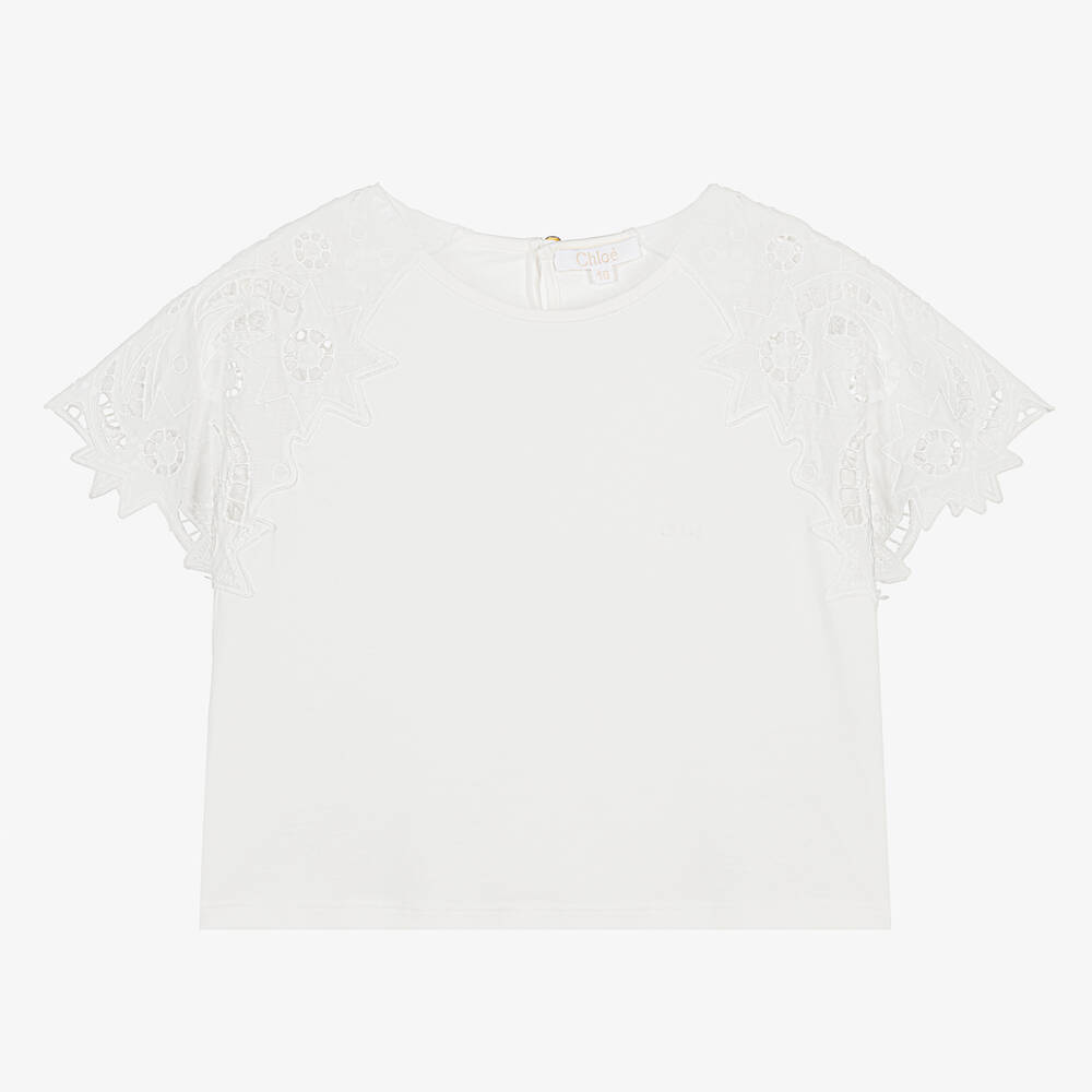 Chloé-تيشيرت قطن عضوي لون عاجي للمراهقات | Childrensalon Outlet
