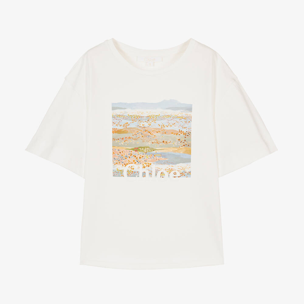 Chloé - Кремовая футболка с маками для девочек-подростков | Childrensalon