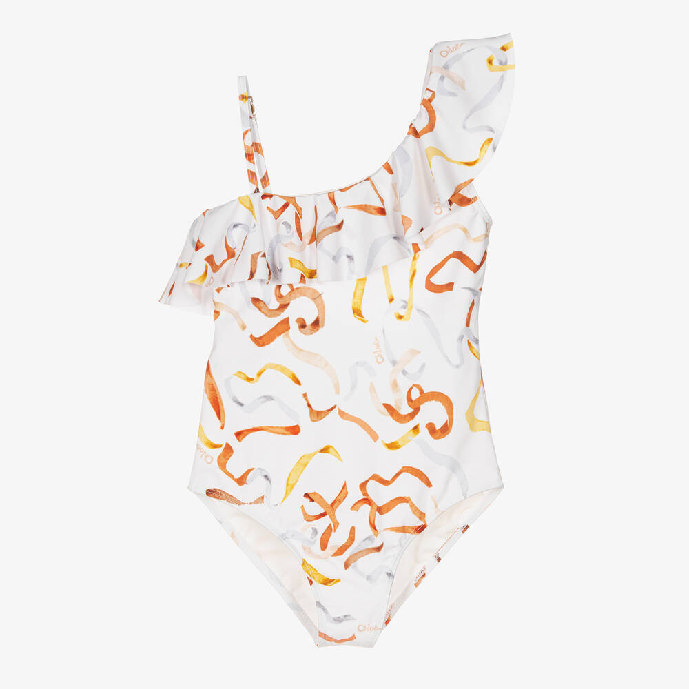 Chloé - Teen Girls Ivory Ribbon Swimsuit | Childrensalon