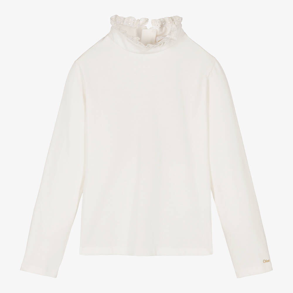 Chloé - Teen Girls Ivory Ruffle Top | Childrensalon