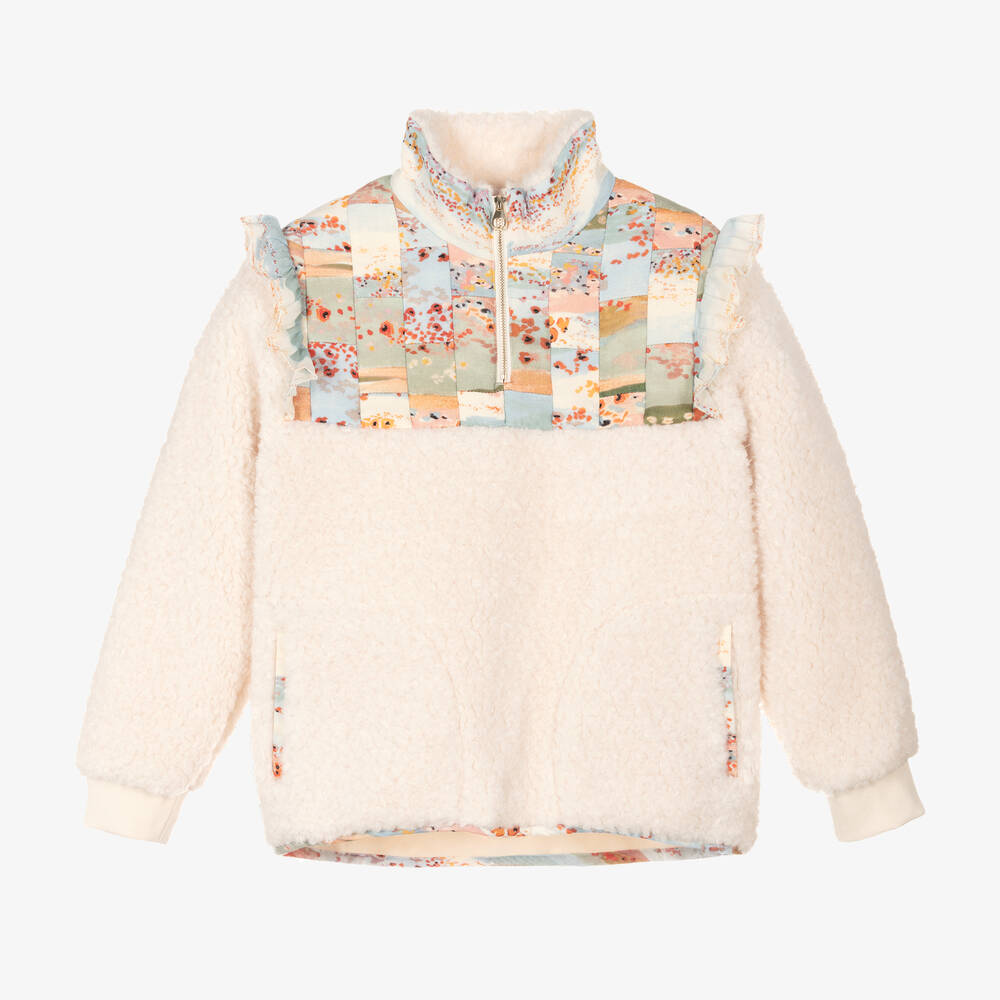 Chloé - Sweat-shirt ivoire en Sherpa ado | Childrensalon