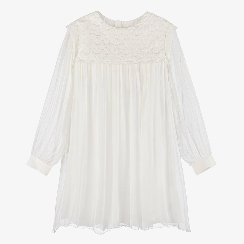 Chloé-Кремовое шелковое платье для девочек-подростков | Childrensalon Outlet