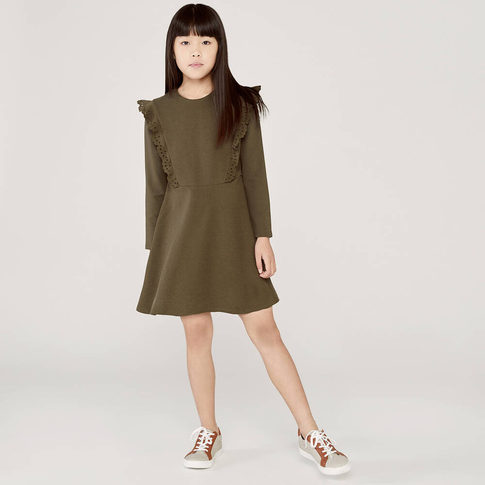 Chloé-Teen Girls Khaki Green Dress | Childrensalon Outlet