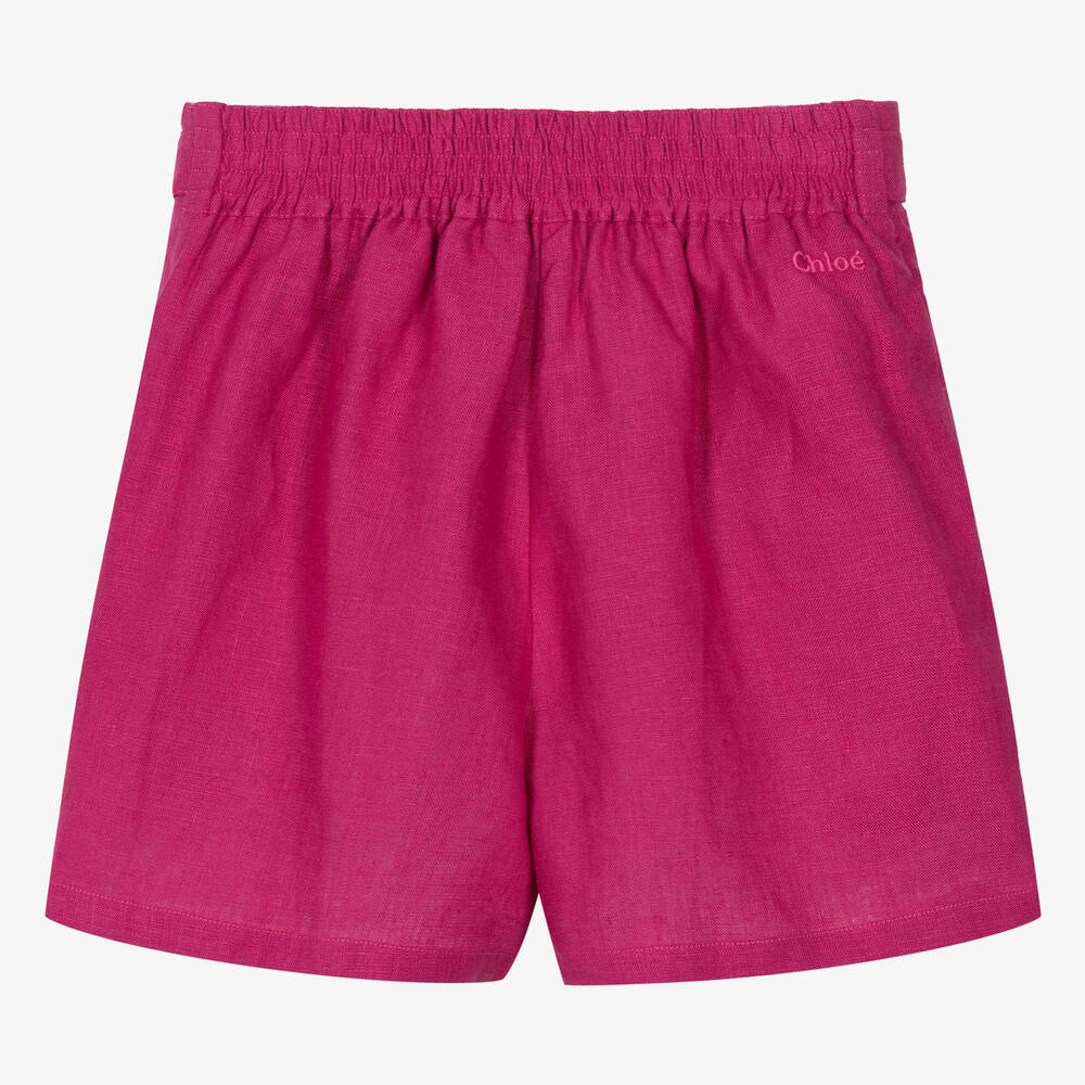 Chloé-Teen Girls Magenta Pink Linen Shorts | Childrensalon Outlet