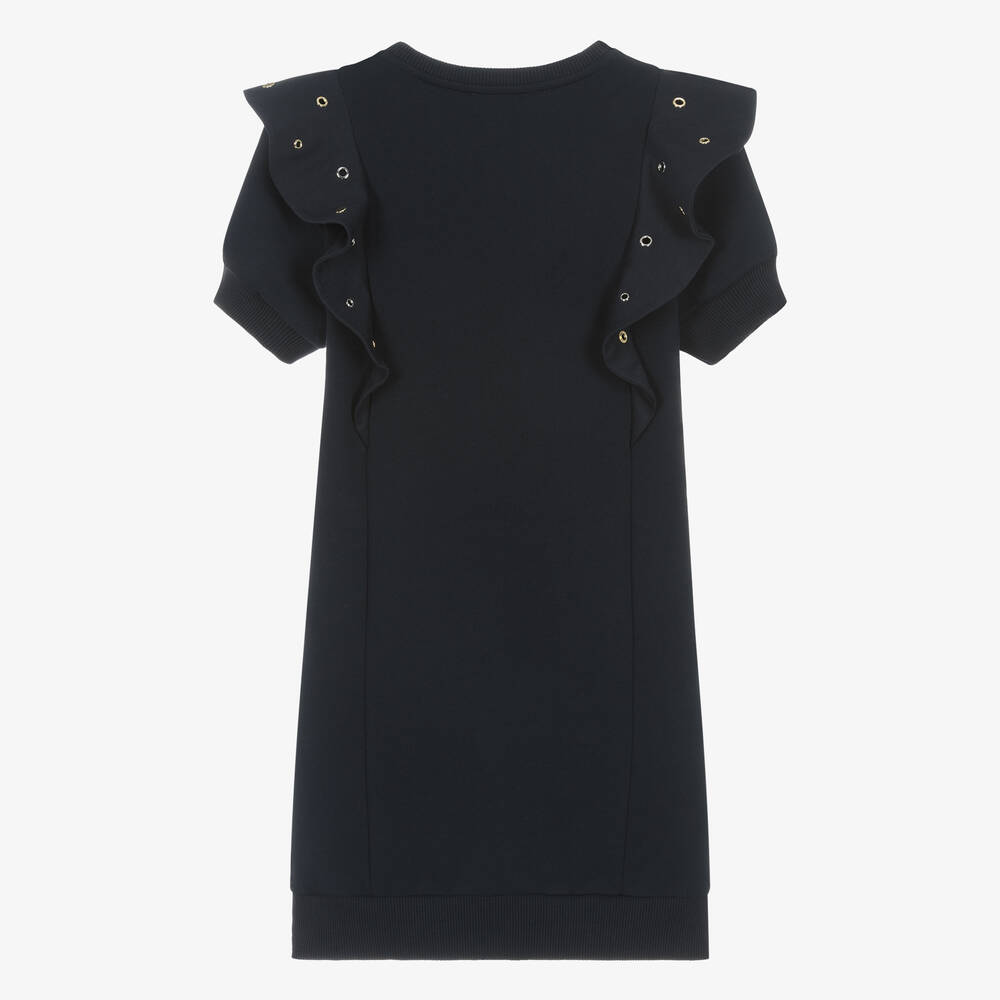 Chloé-Teen Girls Navy Blue Cotton Eyelet Dress | Childrensalon Outlet