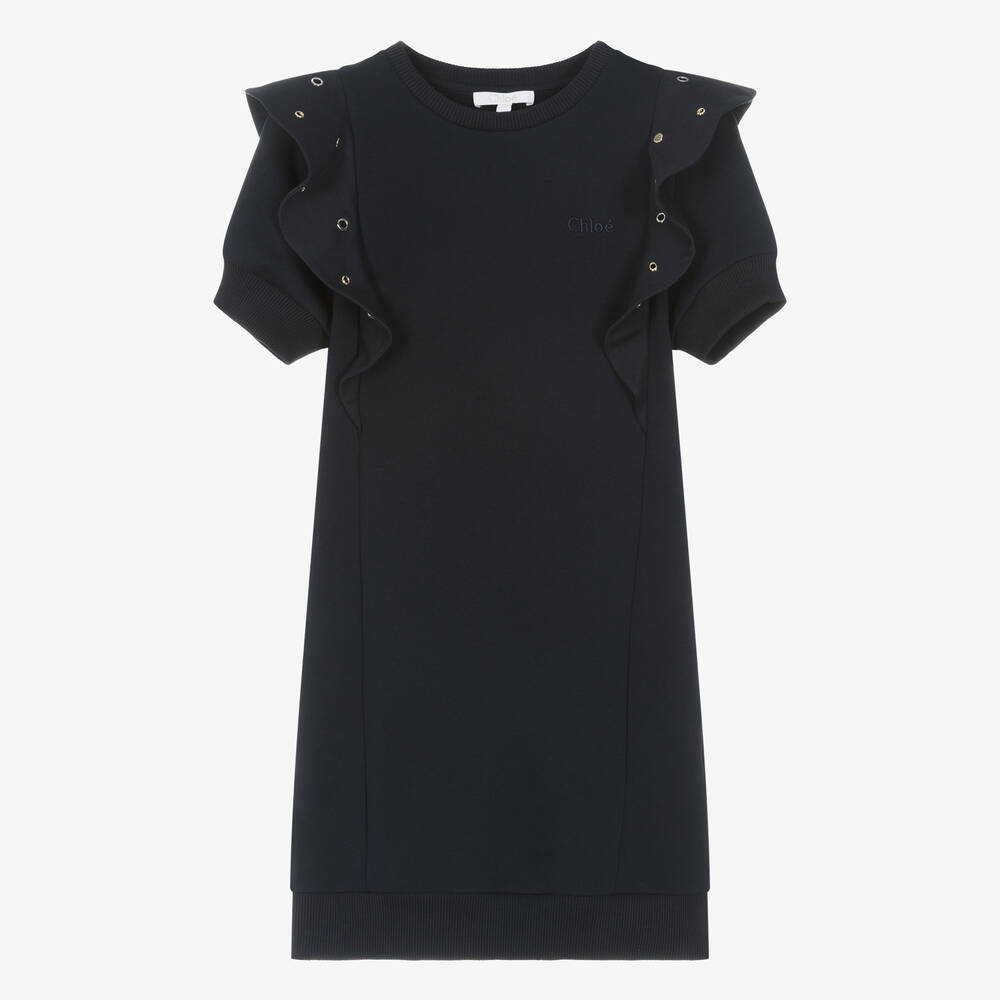 Chloe Teen Girls Navy Blue Cotton Eyelet Dress Childrensalon Outlet