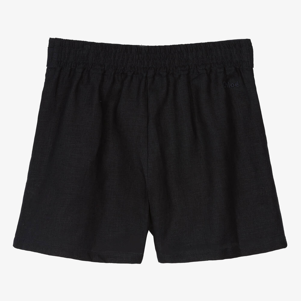 Chloé-Teen Girls Navy Blue Linen Shorts | Childrensalon Outlet