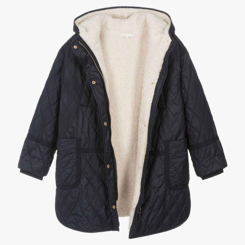 كلوي-معطف مبطن لون كحلي تينز بناتي | Childrensalon Outlet