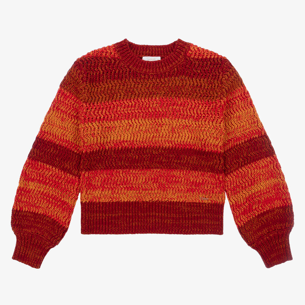 Chloé - Teen Girls Orange Cotton & Wool Knit Jumper | Childrensalon