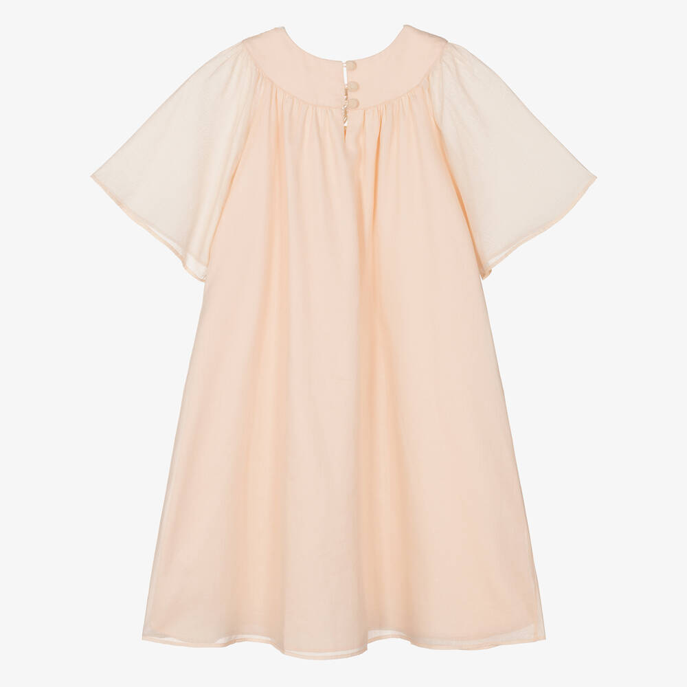 Chloé-Teen Girls Pink Cotton & Crochet Dress | Childrensalon Outlet